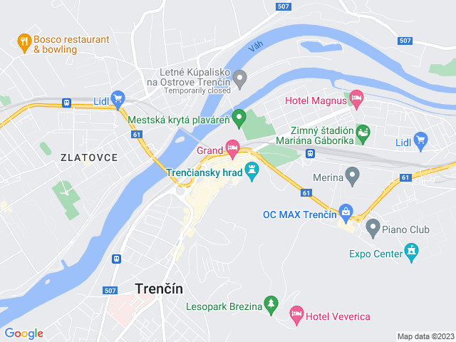 Google map: Mierové námestie 1, Trenčín